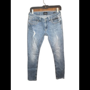 ReRock For Express Womens Light Wash Denim Distressed Skinny Jeans Size 2R